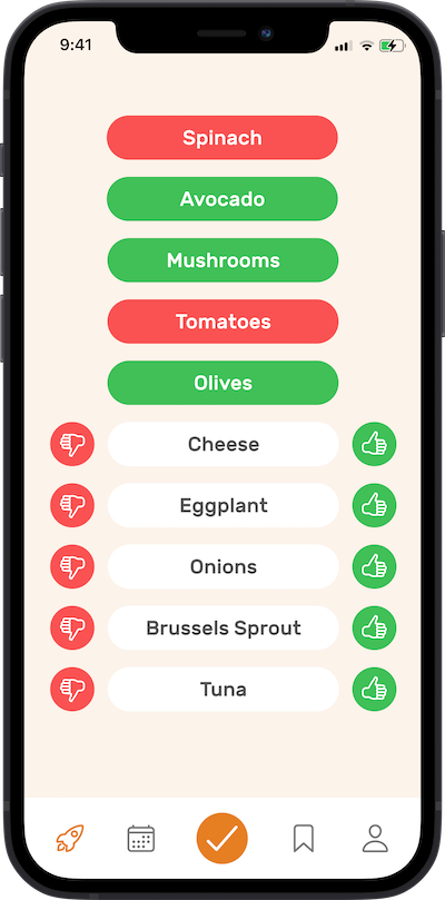 iPhone app
preferneces selection screen
